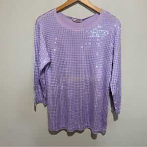 NWT Leggiadro Women's Sequin Shaped Knit Tee Lilac Size 4